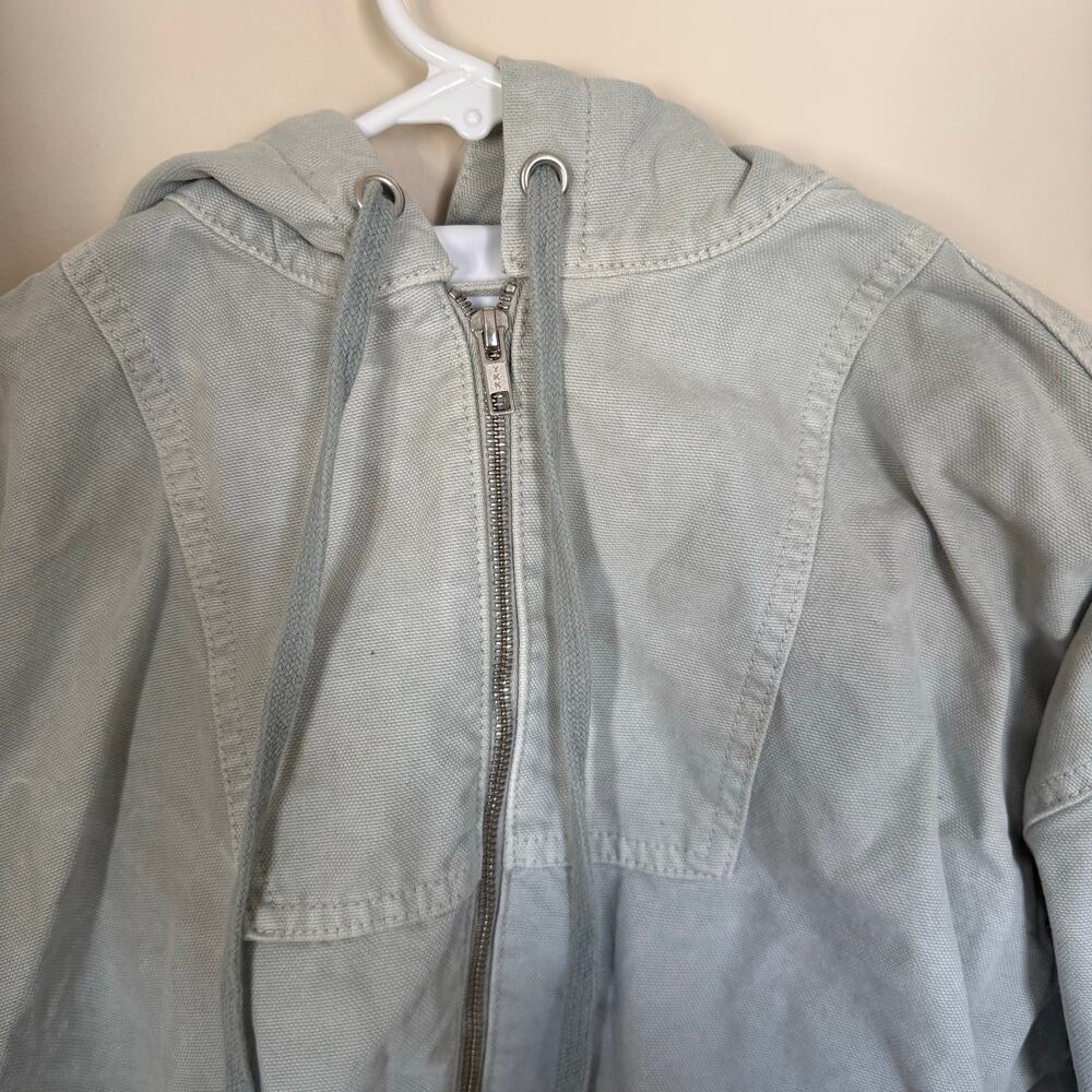 Urban Outfitters BDG Sage Green Heavyweight Canvas Zip-Up Bomber Jacket Winter - Picture 4 of 13